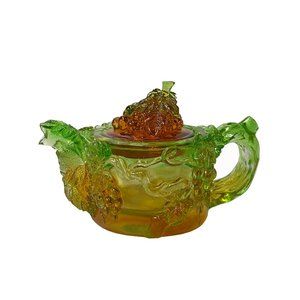 Crystal Glass Liuli Pate-de-verre Multicolor Teapot Grape Display Figure ws2114